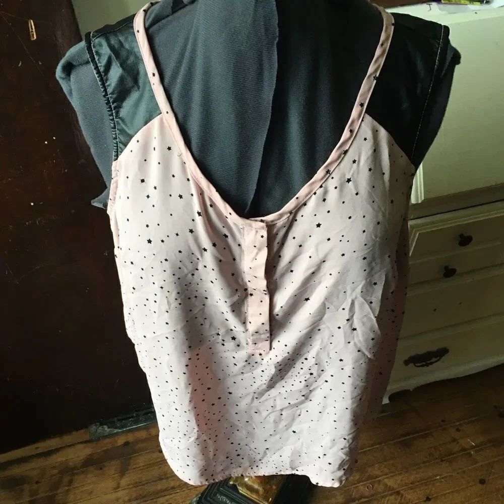 Torrid faux leather shoulder, stars tank top